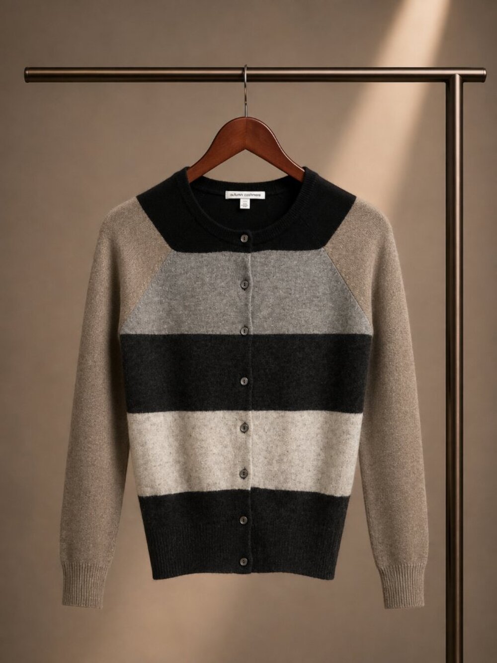 Autumn Cashmere Striped Elbow Patch Cardigan XS